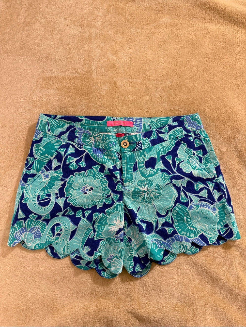 Lilly Pulitzer Buttercup Short, Teal and Dark Royal Blue, size 2